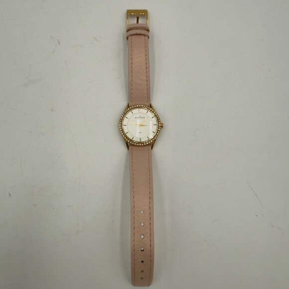 Skagen Denmark Quartz Womens Watch Pink Leather Band Silver Crystals 347SGL1 - Picture 4 of 16